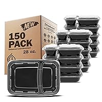 Freshware Meal Prep Containers [150 Pack] 2 Compartment with Lids, Food Storage Containers, Bento Box, BPA Free, Stackable, Microwave/Dishwasher/Freezer Safe (32 oz)