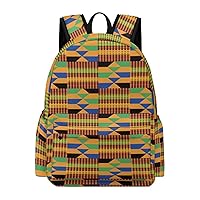 African Kente Pattern Backpack Printed Laptop Backpack Shoulder Bag Business Bags Daily Backpack for Women Men