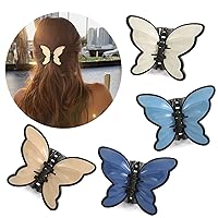 4 Pack Butterfly Hair Clips for Women, Multicolored Butterfly Claw Clips, Non-Slip Hair Claw Clips, Beautiful Butterfly Jaw Clips Hair Accessories for Women Girls Long Short Thin Hair (Style2)