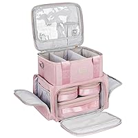 Extra Large Makeup Bag,4 in 1 Cosmetic Storage Organizer Travel Case with Detachable Pouches and Dividers,Pink