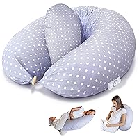 Bamibi® Pregnancy Pillow - Full Body Support Maternity Pillow for Sleeping – Providing Support for Adults and Pregnant Women Back, Hips, Legs & Belly - Removable 100% Cotton Cover (Dots)