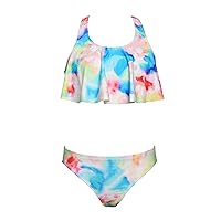 Hobie Girls' Flounce Bralette Bikini Top & Hipster Bottom Swimsuit Set