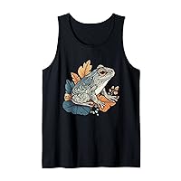 Cottagecore Aesthetic Frog Sitting On Colorful Leaf Graphic Tank Top