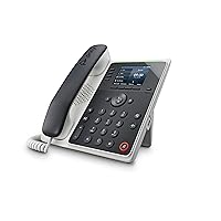 Plantronics Poly Edge E220 IP Desk Phone (Plantronics + Polycom) – Designed for use in Common Areas – 4-line Keys Supporting up to 16 Lines - Integrated Bluetooth for Mobile Phone and Headset Pairing