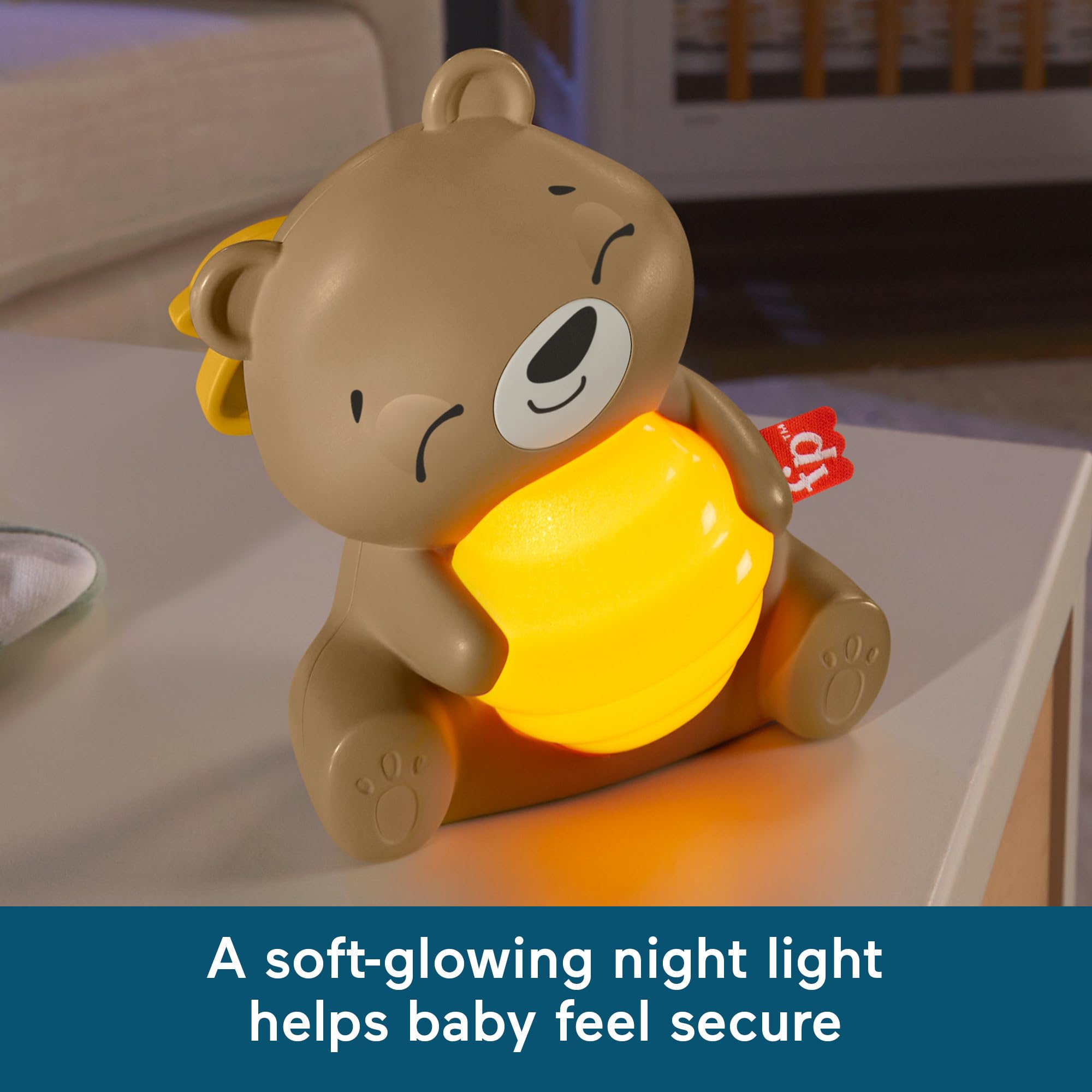 Fisher-Price Baby Beary Soothing Portable Baby Sound Machine with Night Light & Customizable Timer for Newborns