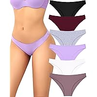 FINETOO 6 Pack Cotton Underwear for Women Cute Low Rise Bikini Panties High  Cut Breathable Sexy Hipster Womens Cheeky S-XL