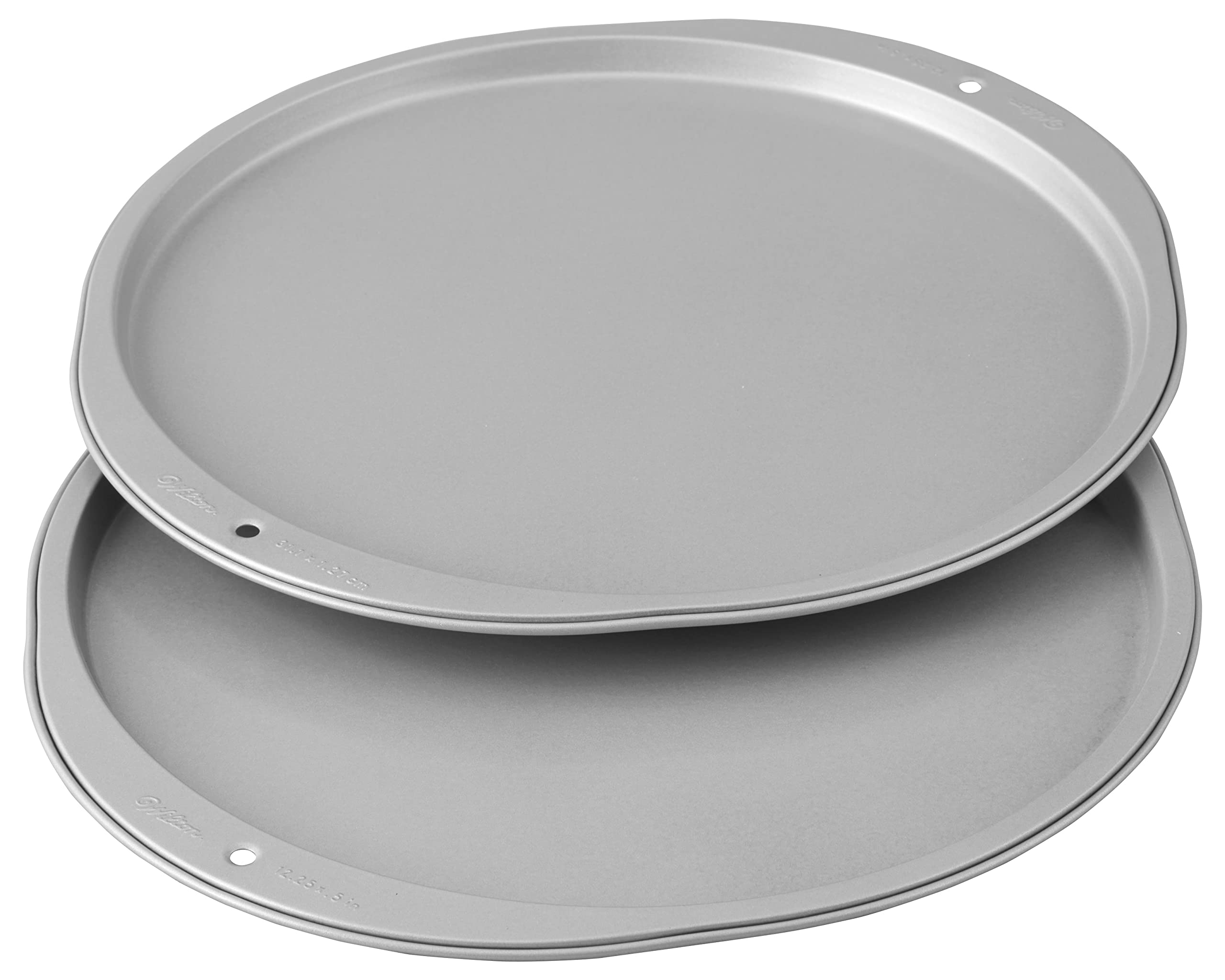 Wilton Perfect Results Premium Non-Stick Bakeware Pizza Pan for Oven, 14-Inch Steel Pan & Recipe Right 12-Inch Pizza Pans, 2-Piece Set, Steel