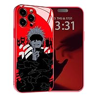 Satoru JJK Japanese Anime Character Colors Phone Case - TPU Glass Red Protective Cover - Unique Creativity Manga Role Shell for iPhone 14 Pro Max