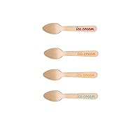 Perfect Stix-Sucre Shop Spoon 110 Ice Cream-20 Wooden Cutlery Spoons with Ice Cream Themed Print - 4 Colors (Pack of 20)
