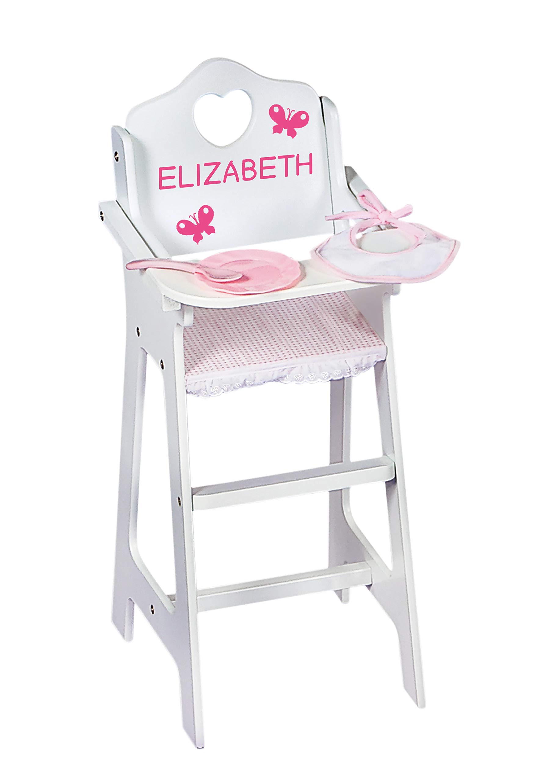 Badger Basket White Doll High Chair with Plate, Bib, and Spoon (fits American Girl dolls)
