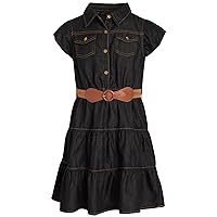 dollhouse Girls' Denim Casual Dress - Short Sleeve Jean Dress for Girls - Girls Holiday Dress - Denim Dresses for Girls, 7-16