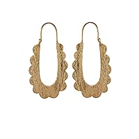 Metal Hook Earrings Lightning Bolt large Minimalist Celine Abstract Brushed Wavy 18k Gold Plated on Brass Earrings Jewelry