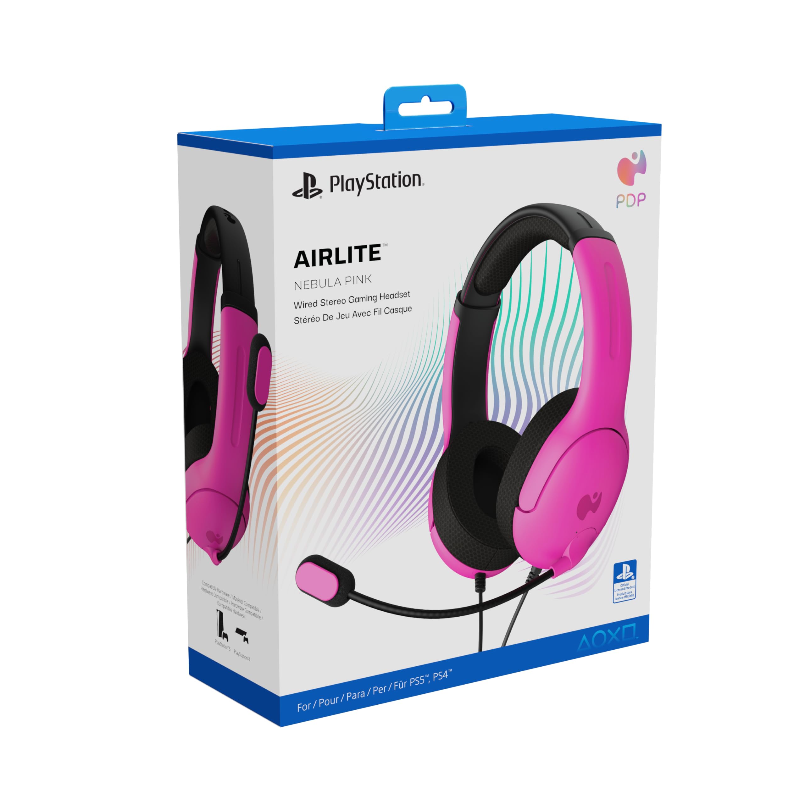 PDP AIRLITE Wired Headset: Nebula Pink for Playstation 5 & Playstation 4