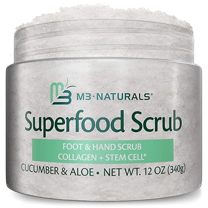 Superfood Body Scrub Skin Exfoliator with Collagen and Stem Cell Gently Exfoliate Face Body Cucumber & Aloe Moisturizing Body Wash Scrub Polish by M3 Naturals