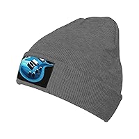 Unisex Beanie for Men and Women Blue Guitar Knit Hat Winter Beanies Soft Warm Ski Hats