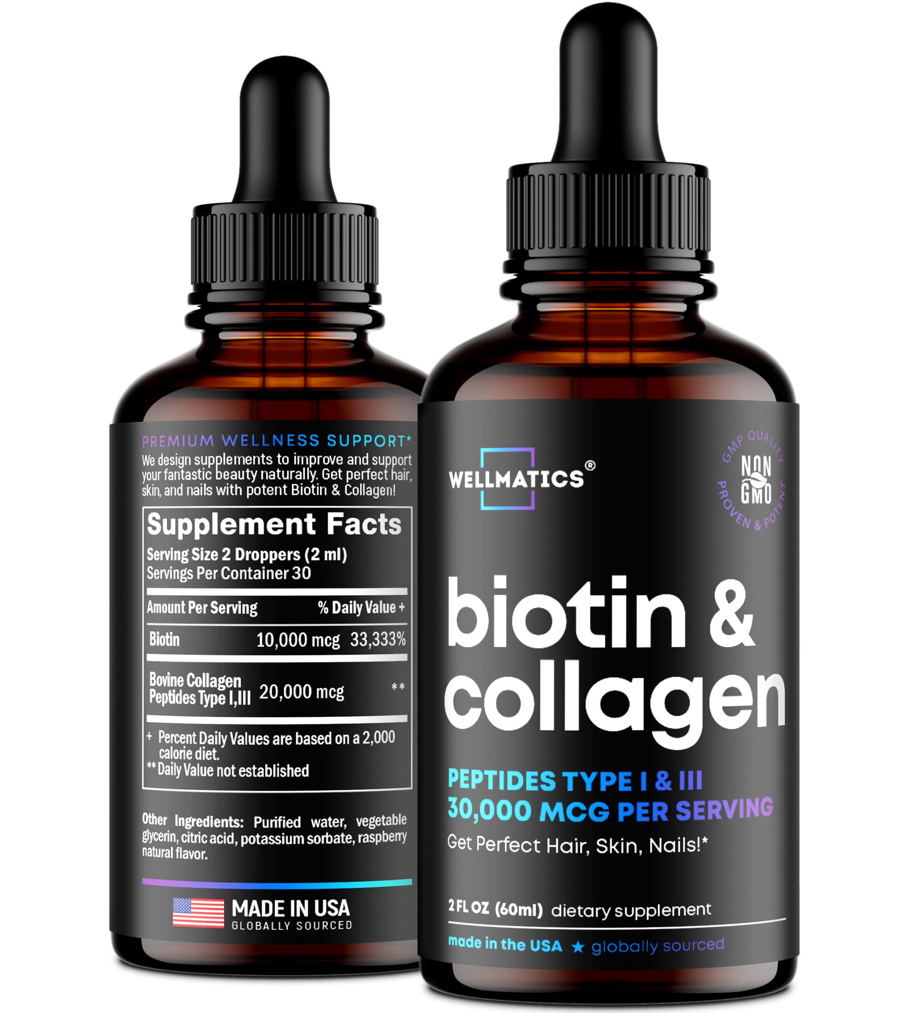 Mua Biotin & Collagen Drops - Premium Hair Growth Treatment - Liquid  Collagen for Women & Men - Made in USA - Biotin Vitamins for Hair, Skin and  Nails - Hair Loss