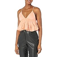 Angie Women's V-Neck Button Detail Tier Tank