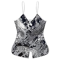 Abstract Tire Tracks Funny Slip Jumpsuits One Piece Romper for Women Sleeveless with Adjustable Strap Sexy Shorts