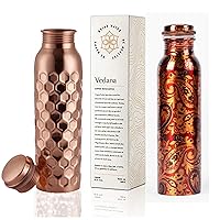 Premium Ayurvedic Pure Copper Water Bottle | Leak Proof 1 Liter Copper Vessel for Drinking Water | Great Water Bottle for Sports, Yoga & Everyday Use