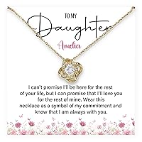 To My Daughter Necklace Gif From Dad And Mom, Birthday Gift For Daughter, Father And Daughter Necklace Gift, Daughter Pendant From Mom, Custom Personalized Name Necklace For Daughter Jewelry With Message Card And Gift Box, Personalized Love Knot Pendant Necklace.
