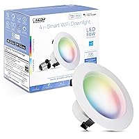 4 Inch Smart Recessed Light, Color Changing and Tunable White, 2.4GHz WiFi Retrofit LED Downlight E26 Base, No Hub, Works with Alexa and Google, Dimmable 50W Equi, CRI90, LEDR4/RGBW/AG