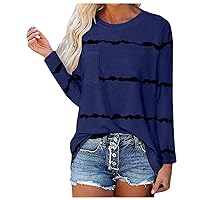 Long Sleeve Shirts for Women Trendy Women's O Neck Loose Solid Long Sleeve Summer with Pockets Tops Blouse Shi