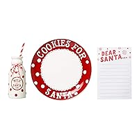 Pearhead Christmas Cookies for Santa Plate, Milk Jug and Dear Santa Notepad Set, Holiday Home Decorations, Christmas Eve Family Traditions, Christmas Gift Ideas For Kids, 3 Piece Set