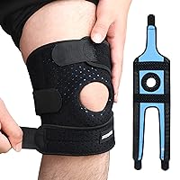 Knee Brace with Side Stabilizers-Knee Support Wrap for Meniscus Tear, Arthritis,Knee Pain-Knee Brace for Running,Sports,Weightlifting- No Slip Silicon Strip & Adjustable Strap-Medium