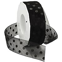 Morex Ribbon Sheer Dots 1-1/2-Inch Ribbon with 50-Yard Spool, Black (92009/50-613)