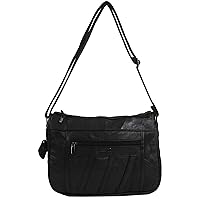 SNUGRUGS Womens Super Soft Nappa Leather Shoulder Bag/Handbag with Two Main Zipped Compartments