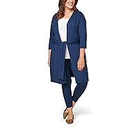 Fruit of the Loom Women's Plus Size Ponte Open Front Long Cardigan