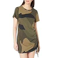 Sanctuary The Drawstring T-Shirt Dress for Women - Camo Print, Crew Neckline, and Pull-On Style