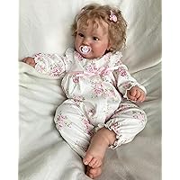 TERABITHIA 20 Inches Real Baby Size Rooted Curly Hair Sweet Face Lifelike Reborn Baby Doll Crafted in Full Body Silicone Vinyl Anatomically Correct Realistic Newborn Girl Dolls Washable for Girls