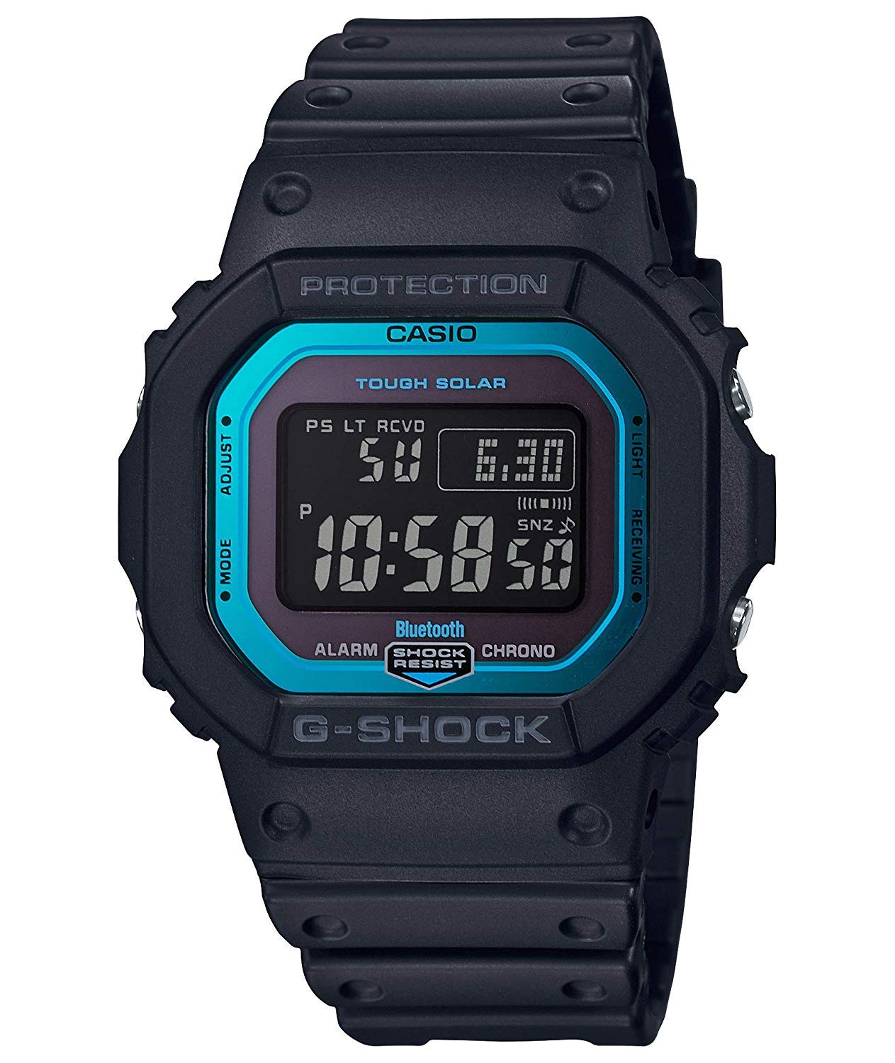Casio G-Shock Men's Watch 5600 Series [Parallel Import], black and light blue, Belt Type:
