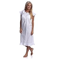 Saro Lifestyle Embroidered Nightgown with Cap Sleeves White XL