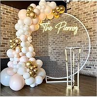 PageebO White Gold Arch Garland Kit - 124Pcs Chrome Gold White and Double Skin with White Balloons for Wedding Birthday Baby Shower Graduation Anniversary Bachelorette Party Background Decorations