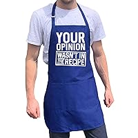 Your Opinion Wasn't In the Recipe Apron | BBQ Gifts for Men | One Size Fit & Pockets BBQ Apron | Mens Aprons for Grilling