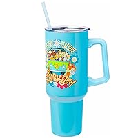 Silver Buffalo Scooby Doo Mystery Machine Featuring Shaggy, Velma, Fred and Daphne Stainless Steel Tumbler with Handle and Straw, Fits in Standard Cup Holder, 40 Ounces