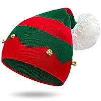 Christmas Elf Knitted Hat, Xmas Baby Beanie Knit Hat for Chrildrn 1 to 6 Years Old Red