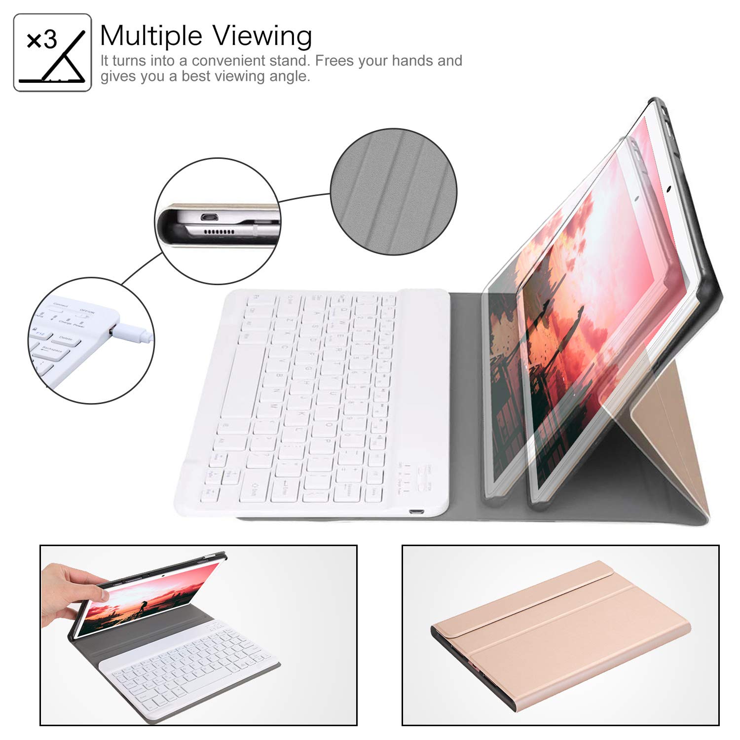 2 in 1 Tablet 10.1 Inch, High Performance Android 10.0 Tablet,64GB ROM 128GB Expand, Dual Camera,Dual 4G Cellular Tablet with Keyboard,Support Dual SimCard,8000mAh,HD/IPS,Bluetooth,GPS,WiFi,FM