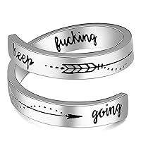 Inspirational Rings for Women Statement Stainless Steel Spiral Wrap Twist Ring Encouragement Personalized Jewelry Birthday Gifts