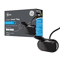 GE Cync Smart Plug, Outdoor Bluetooth and Wi-Fi Outlet Socket, Weather Resistant Plug, Works with Alexa and Google, Black (1 Pack)