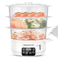 Electric Food Steamer, 13.7QT Vegetable Steamer with 3 Tiers BPA-Free Baskets, Digital Steamer with Appointment and Timer, 800W Simultaneous Cooking, Ideal for Veggies Seafood Rice White