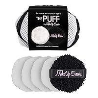 MakeUp Eraser Puff 5pc Set, Reusable and Machine Washable Rounds, Laundry Bag Included,5 Count (Pack of 1)