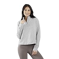 90 Degree By Reflex Cropped Two Tone Heather Long Sleeve Quarter Zip Jacket