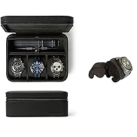 TAWBURY Fraser 3 Watch Case with Storage (Black) with a Set of 3 X-Small Pillows to Fit 5.5-6.5