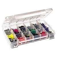 Akro-Mils 05905 Plastic Portable Parts Storage Case for Hardware and Crafts with Hinged Lid and 5 Adjustable Dividers, (14-3/8-Inch x 9-1/2-Inch x 2-1/2-Inch), Large, Clear