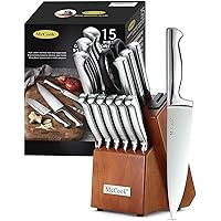 McCook Knife Sets, German Stainless Steel Kitchen Knife Block Sets with Built-in Sharpener
