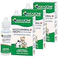 Alkaline Multi Mineral Drops for Cats and Dogs | Mineral Rich Alkaline Drops | Tasteless & Flavorless | 1 Pack Yields 10 Gallons | Serving Size 3 Drops | 120 Serving (3 Pack)