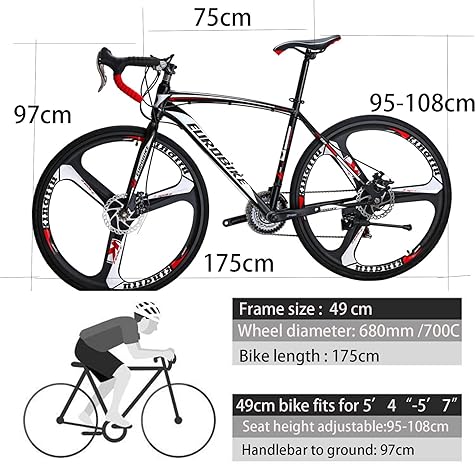 EUROBIKE XC550 Road Bike,21 Speed Bikes for Women and Men,49/54Cm Frame Road Bicycle,700C Wheels Racing Bike
